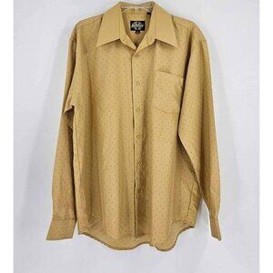 Valdise Mens Gold with Embellished Small Black Specks Long Sleeve Button Front L
